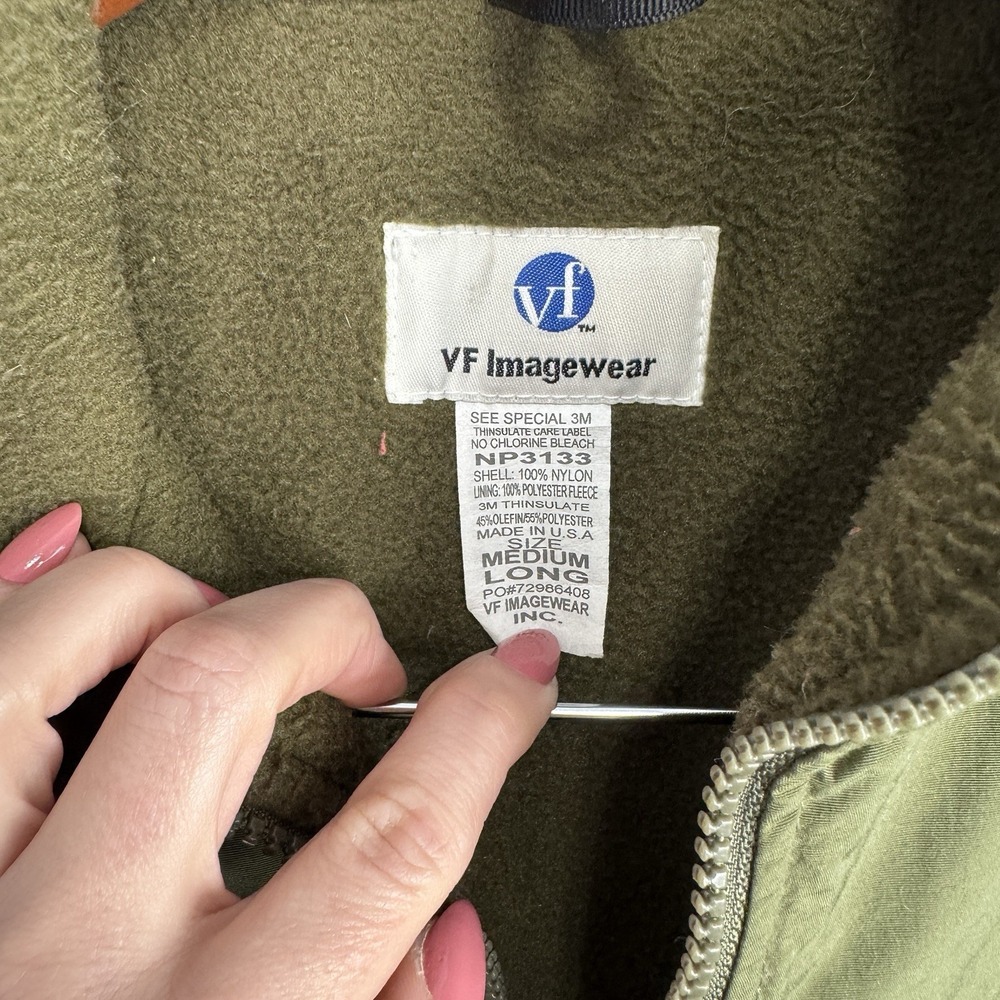 VF Imagewear Olive Green Insulated Vest Mens‎ Medium Long 3M Thinsulate USA VTG - Picture 4 of 16